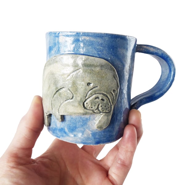 Manatee Mug - Hand Built Stoneware Pottery