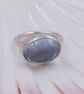 Handmade Silver Bezel Ring with Oval Synthetic Aqua Spinel : Size J - Image 5