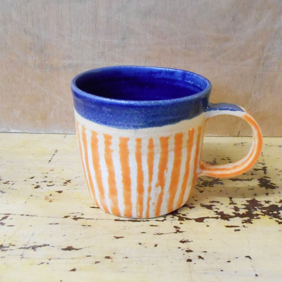 Mug Larger Orange Striped.