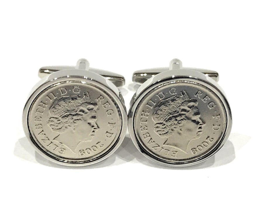 11th Anniversary Steel Wedding Anniversary 2010 coin cufflinks - for a wedding i