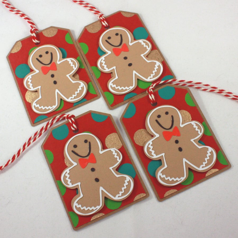 Handmade Christmas gift tags - gingerbread men
