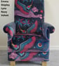 Emma Shipley Lynx Navy Blue Velvet Fabric Adult Chair Armchair Accent Cats Pink  - Image 2