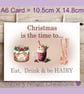 Christmas Card, Eat, Drink & be HAIRY A6 10.5cm x 14.8cm - Image 1