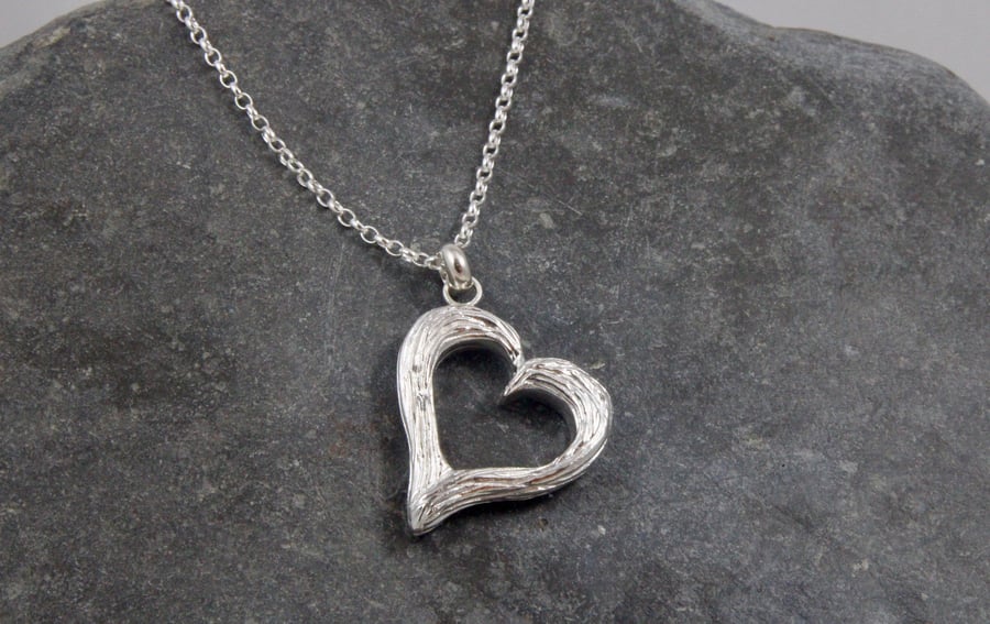 Ebb and Flow Sterling Silver Heart Wave Pendant 