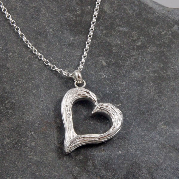Ebb and Flow Sterling Silver Heart Wave Pendant 