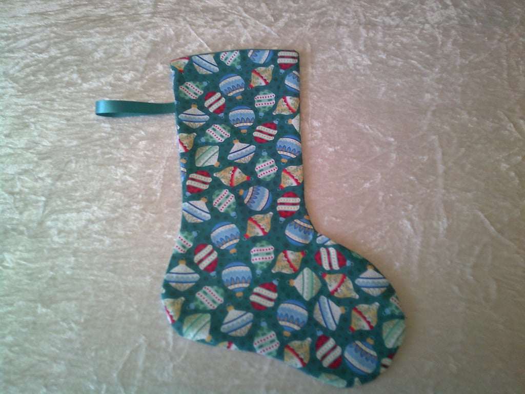 Baubles on Dark Turquoise 10.5 inch Stocking