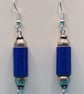 Midnight blue Paper beaded earrings with tibetan silver beads - Image 3
