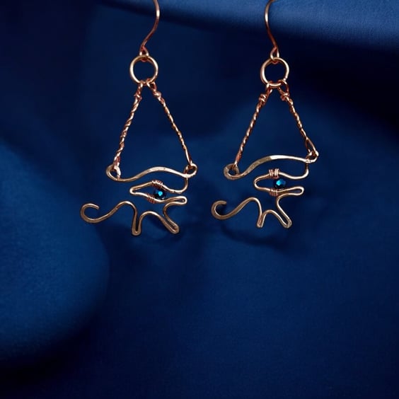 Solid Copper Eye of Horus Earrings - NEW Egyptian Collection 