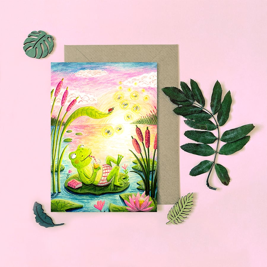 Frog Summer Card - Blank Card - Greeting Card