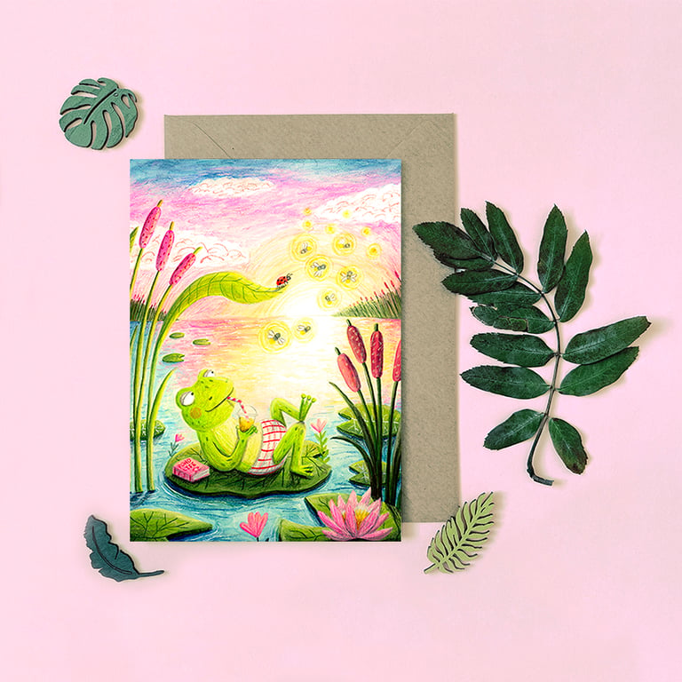 Frog Summer Card - Blank Card - Greeting Card