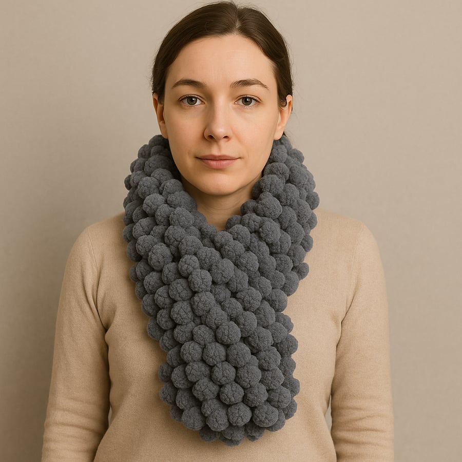 grey chunky bobble scarf neck warmer 