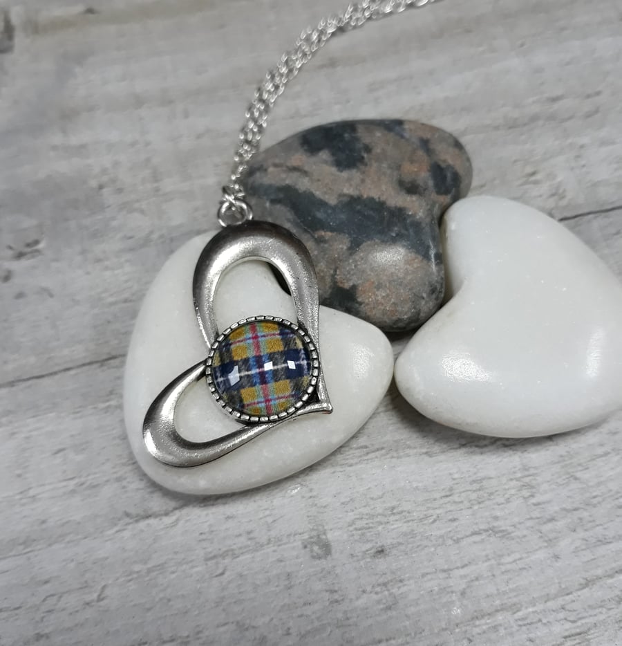 TP04 Cornish Tartan heart necklace