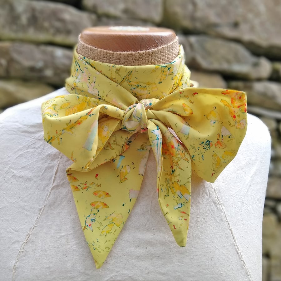 Citrus yellow crepe de chine scarf