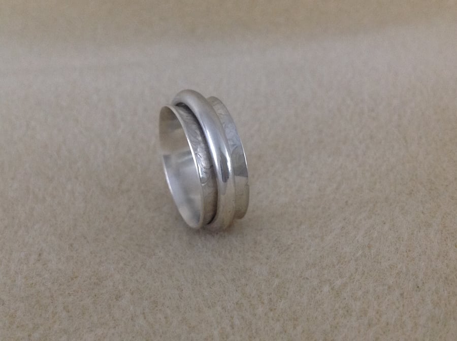 Sterling silver Unisex Worry Spinner Fidget ring