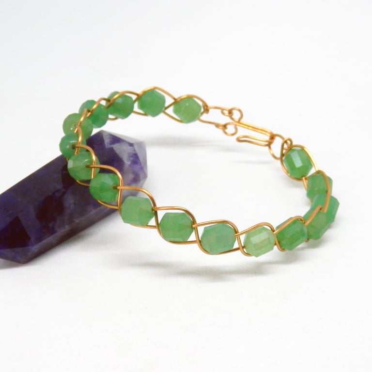 Celtic Braid Green Aventurine Beaded Bracelet