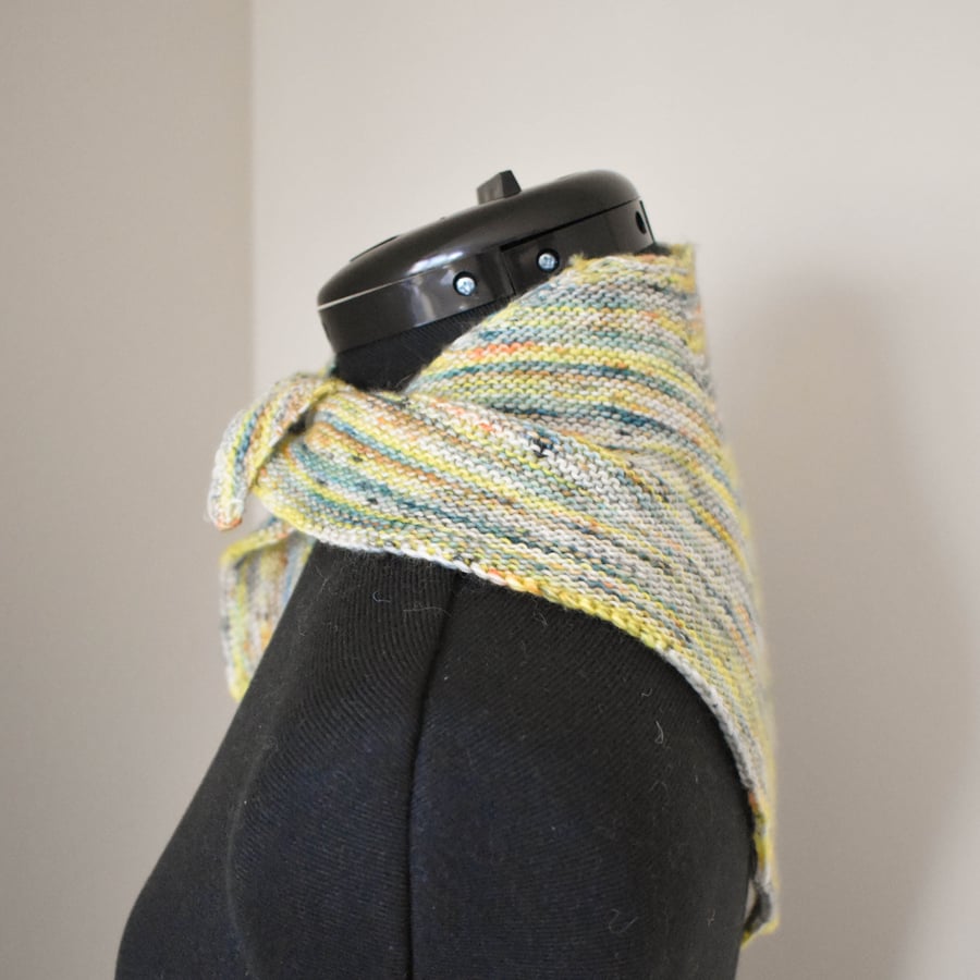 Hand knitted Neckerchief - Yellows and greens