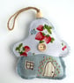 Toadstool Fairy House Hanging Decoration - Fabric Mushroom with Strawberries - Image 5