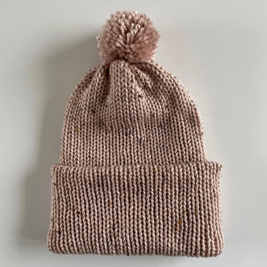 Pink Aran Hat with Pom Pom, FREE DELIVERY 