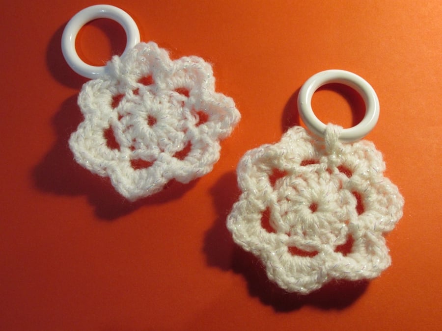 Crocheted snowflake hanging decoration