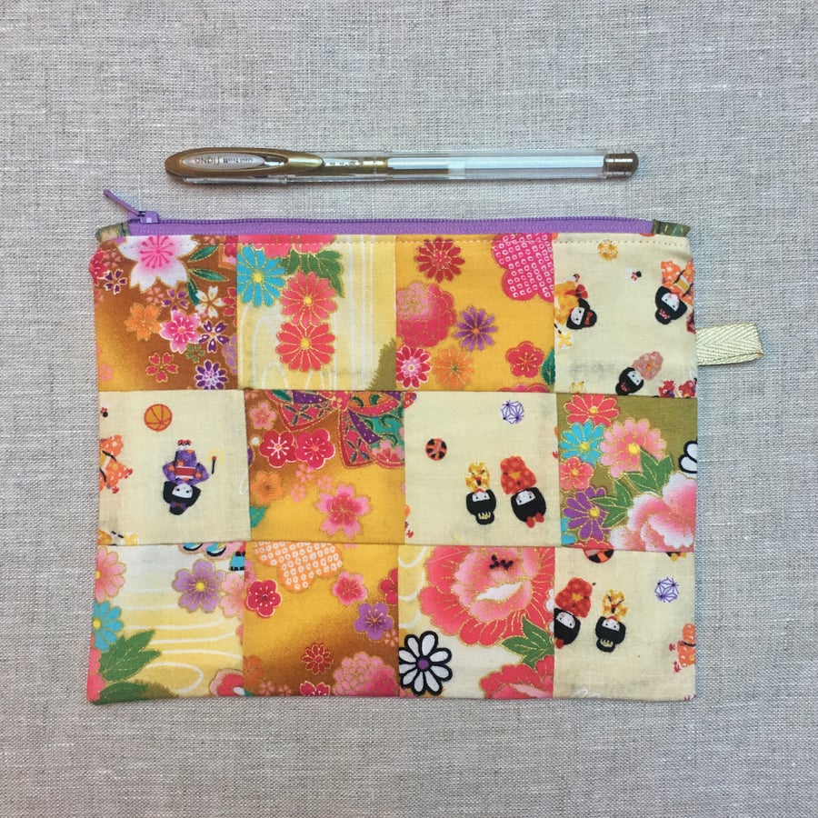 Kawaii Japanese Fabric Patchwork Pencil Case