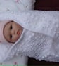 Handmade Wrap Shawl For Baby In A Lovely Soft White Yarn (A711) - Image 3