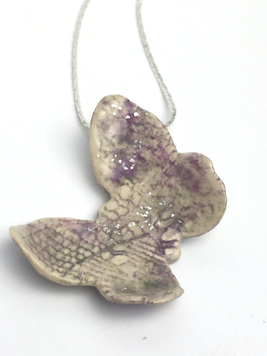 Faded Lilac Wash Butterfly Necklace