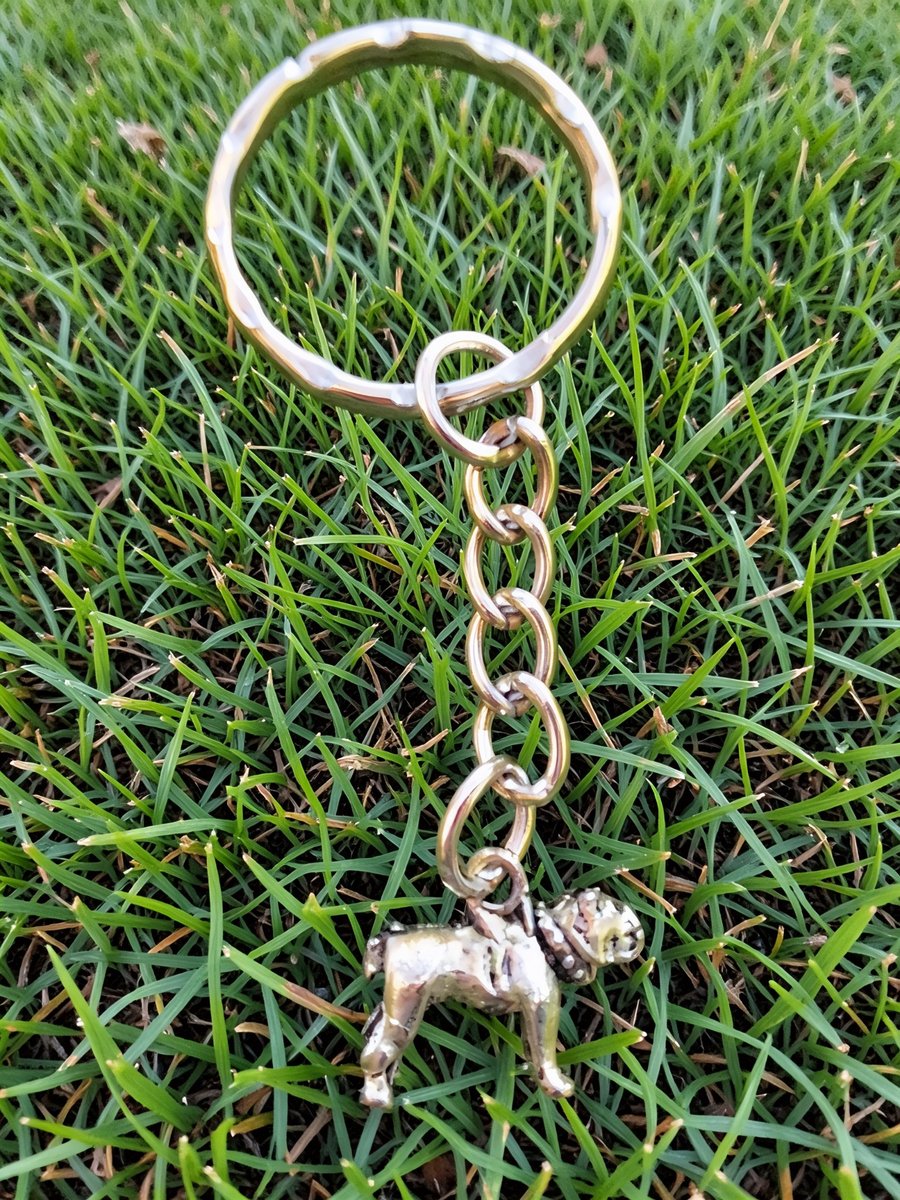 Bulldog Keyring Silver Plated Charm 