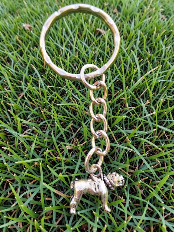 Bulldog Keyring Silver Plated Charm 
