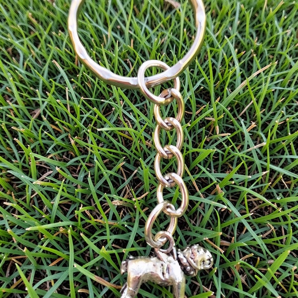 Bulldog Keyring Silver Plated Charm 