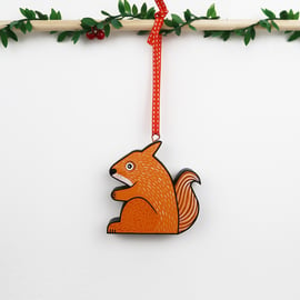 Squirrel hanging ornament, forest theme Christmas tree decoration.