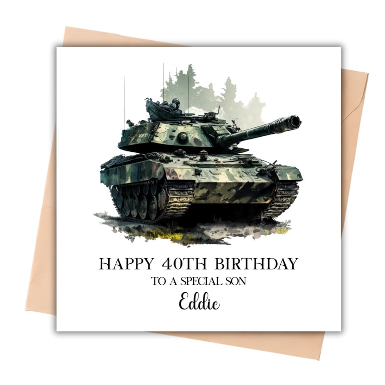 Army Tank Happy Birthday Card