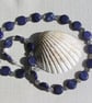 Blue Lapis Lazuli Gemstone Chunky Beaded Chakra Necklace "Blue Rose"