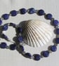 Blue Lapis Lazuli Gemstone Chunky Beaded Chakra Necklace "Blue Rose" - Image 1