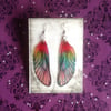 Large Pink and Green Mackintosh Style Fairy Wing Sterling Silver Earrings