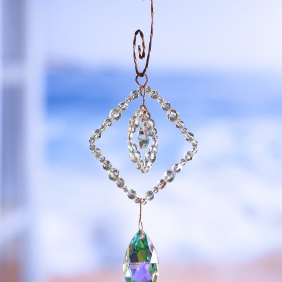 Suncatcher beautiful handmade textured wire work and sparkly beads