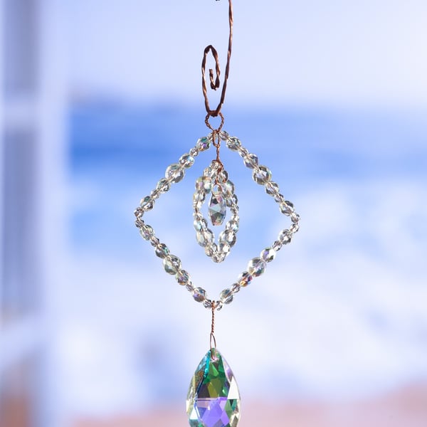 Suncatcher beautiful handmade textured wire work and sparkly beads