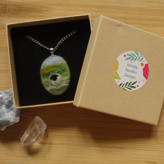 Needle felted Spring Sheep Pendant