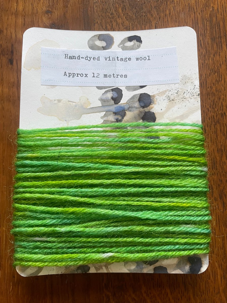 Upcycled 100% Wool Mending Thread. Green