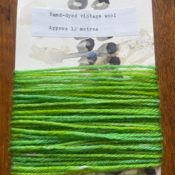 Upcycled 100% Wool Mending Thread. Green