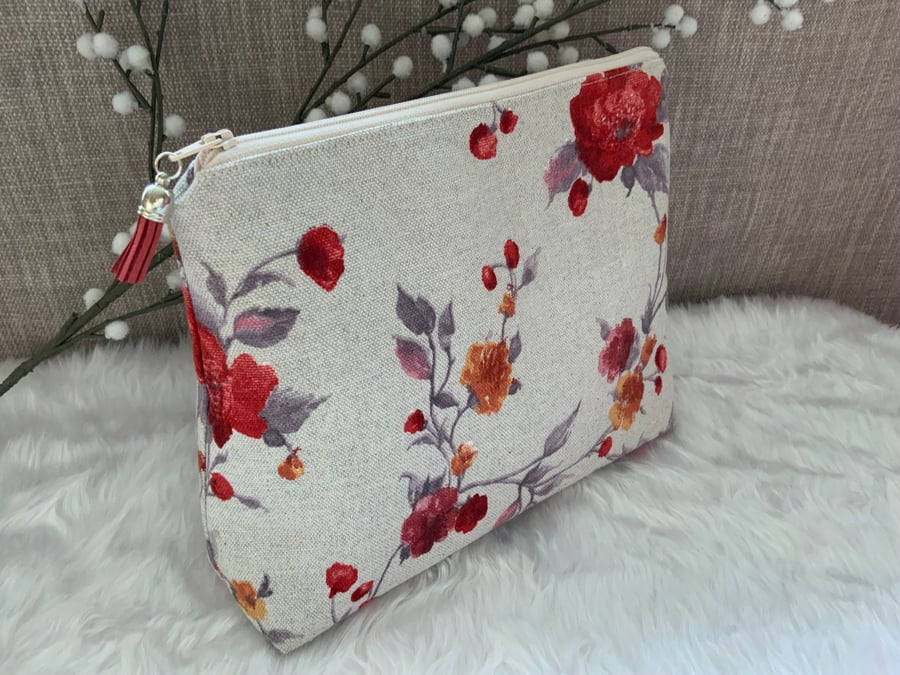 Toiletry Bag, Large Cosmetic Bag, Make Up Bag, Travel Bag, Cosmetic Purse, Flora