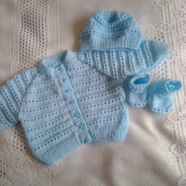 Baby's Hand Knitted Textured Cardigan Set, Gift Idea for Babies, Custom Make