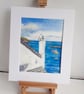 Small original watercolour painting, Watching Over Port Isaac - Image 4