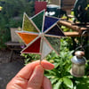 Stained  Glass Windmill Stake Small - Plant Pot Decoration - Rainbow