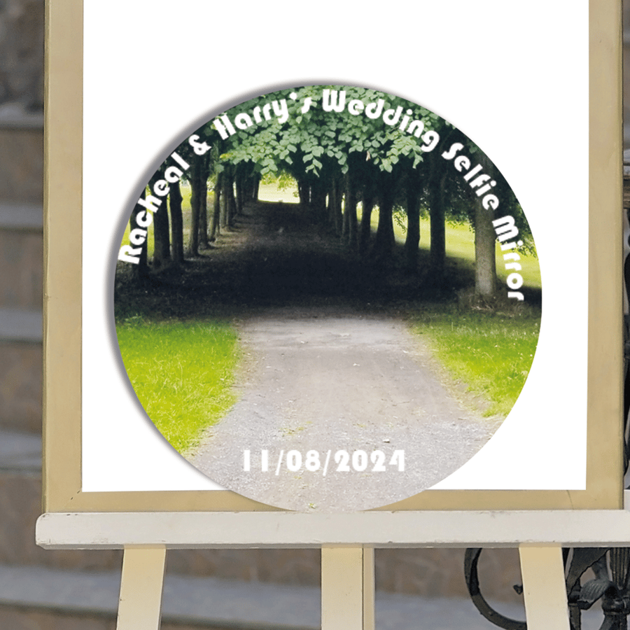 Wedding Selfie Mirror Personalised Names and Date Wedding Welcome Sign 20cm