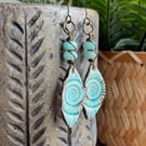 Ocean-Inspired Ceramic Fossil Earrings with Dyed Quartz and Brass Earwires