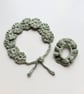 Floral Crochet Headband & Scrunchie Set – Sage Green Silk Cotton Blend