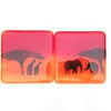 Fused Glass Elephant and Giraffe Savannah Sunset Coasters