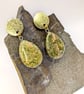 Earthy Elegance: Textured Gold and Unakite Teardrop Earrings  - Image 7