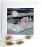 Textile Art, Embroidered Art, Mounted Wall Art - Moonlit Cottage - Image 3