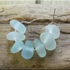 7 Natural sea glass beads, middle drilled, chunkies, supplies (16)